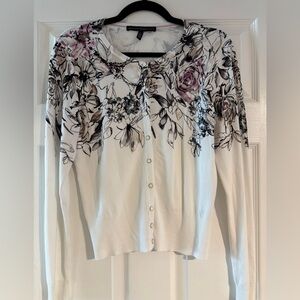 WHBM‎ Pink and Black Floral Sweater. Sz M